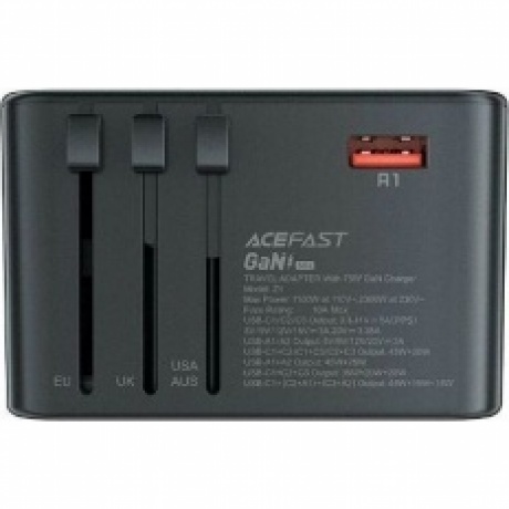 Зарядное устройство ACEFAST Z1 PD75W GaN (3*USB-C+2*USB-A) multifunctional charging adapter. Цвет: черно-серый - фото 8