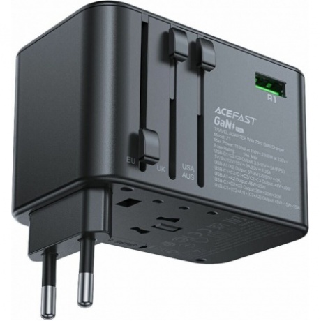 Зарядное устройство ACEFAST Z1 PD75W GaN (3*USB-C+2*USB-A) multifunctional charging adapter. Цвет: черно-серый - фото 10