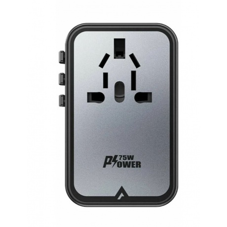 Зарядное устройство ACEFAST Z1 PD75W GaN (3*USB-C+2*USB-A) multifunctional charging adapter. Цвет: черно-серый - фото 2
