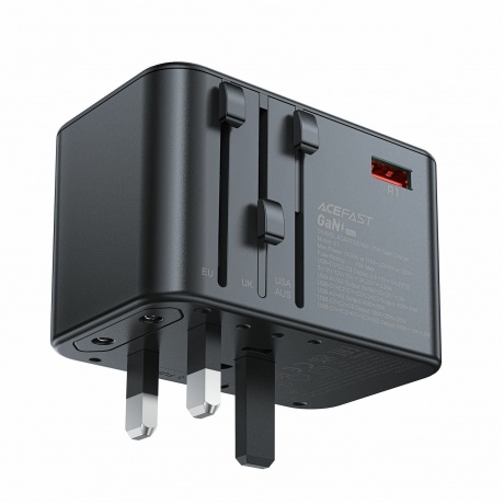 Зарядное устройство ACEFAST Z1 PD75W GaN (3*USB-C+2*USB-A) multifunctional charging adapter. Цвет: черно-серый - фото 11
