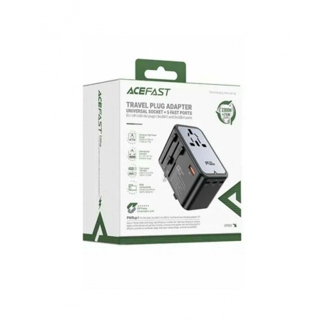 Зарядное устройство ACEFAST Z1 PD75W GaN (3*USB-C+2*USB-A) multifunctional charging adapter. Цвет: черно-серый - фото 14