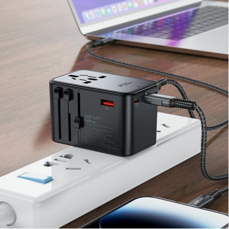 Зарядное устройство ACEFAST Z1 PD75W GaN (3*USB-C+2*USB-A) multifunctional charging adapter. Цвет: черно-серый - фото 16