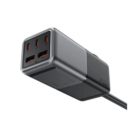 Зарядное устройство ACEFAST Z2 PD75W GaN (3*USB-C+2*USB-A) desktop charging adapter (EU). Цвет: черно-серый - фото 1