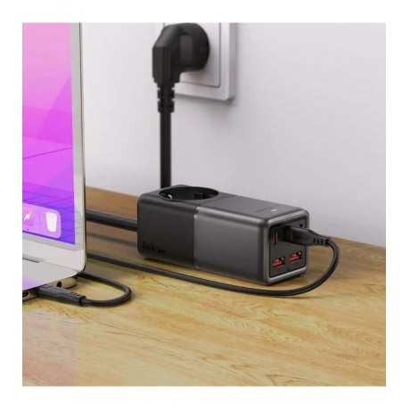 Зарядное устройство ACEFAST Z2 PD75W GaN (3*USB-C+2*USB-A) desktop charging adapter (EU). Цвет: черно-серый - фото 11