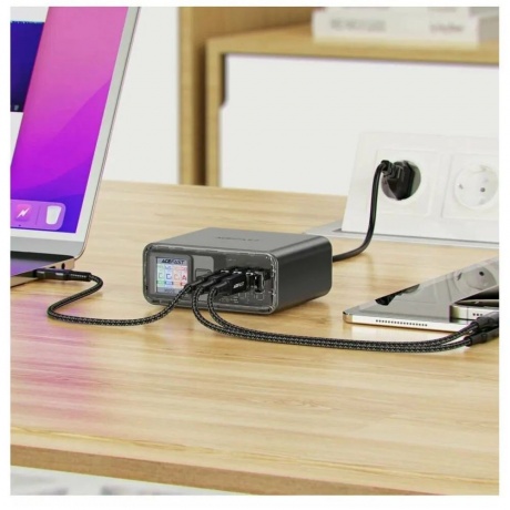 Зарядное устройство ACEFAST Z4 PD218W GaN (3*USB-C+USB-A) desktop charging adapter (EU). Цвет: серый космос - фото 9