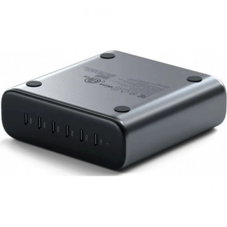 Зарядное устройство Satechi 200W USB-C 6-Port PD GaN Charger EU. Цвет: серый космос - фото 3