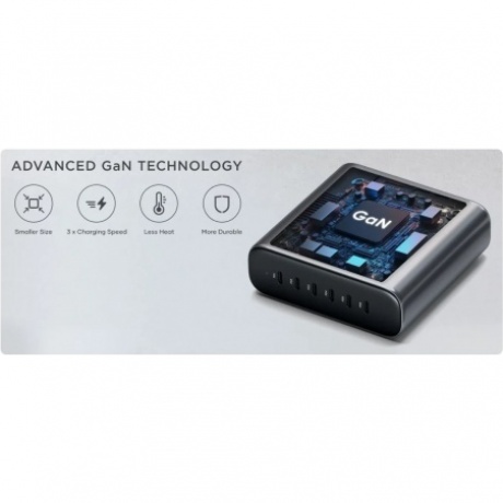 Зарядное устройство Satechi 200W USB-C 6-Port PD GaN Charger EU. Цвет: серый космос - фото 7