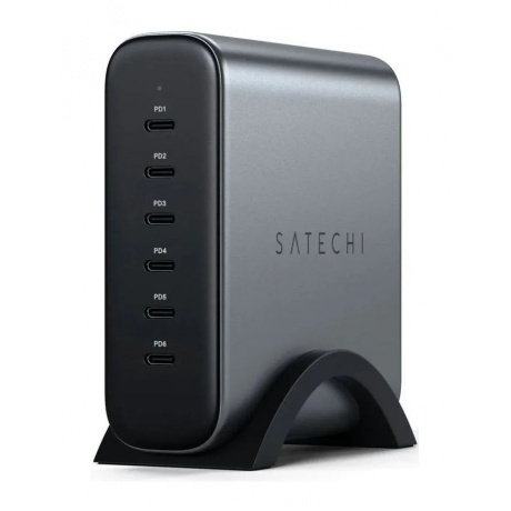 Зарядное устройство Satechi 200W USB-C 6-Port PD GaN Charger EU. Цвет: серый космос - фото 1