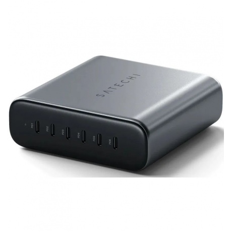 Зарядное устройство Satechi 200W USB-C 6-Port PD GaN Charger EU. Цвет: серый космос - фото 2