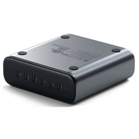 Зарядное устройство Satechi 200W USB-C 6-Port PD GaN Charger EU. Цвет: серый космос - фото 3
