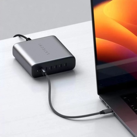 Зарядное устройство Satechi 200W USB-C 6-Port PD GaN Charger EU. Цвет: серый космос - фото 5