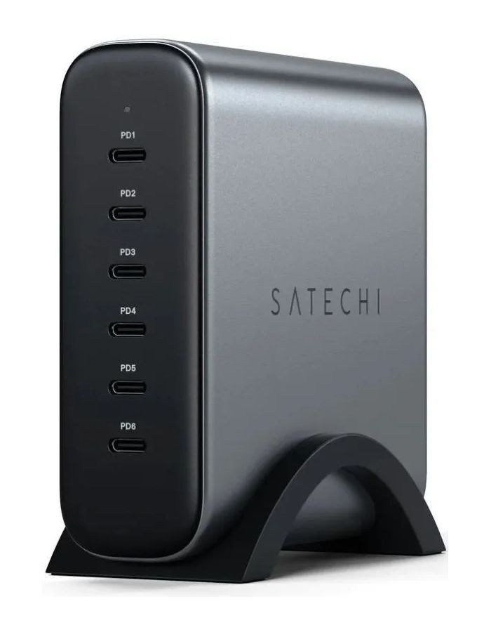 зарядное устройство satechi 200w usb c 6 port pd gan charger eu цвет серый космос Зарядное устройство Satechi 200W USB-C 6-Port PD GaN Charger EU. Цвет: серый космос