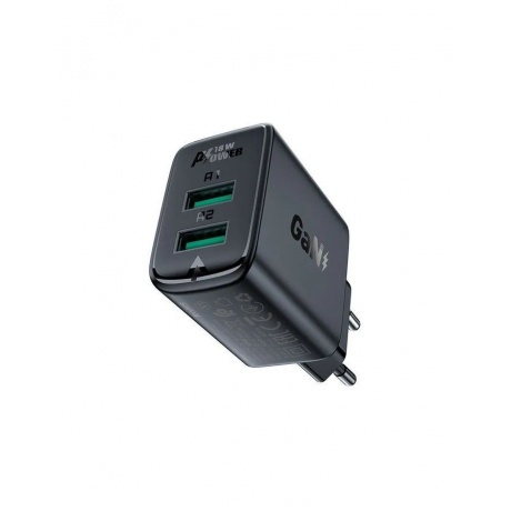 Зарядное устройство двухпортовое ACEFAST A33 QC18W USB-A+USB-A dual port charger (EU). Цвет: черный - фото 1