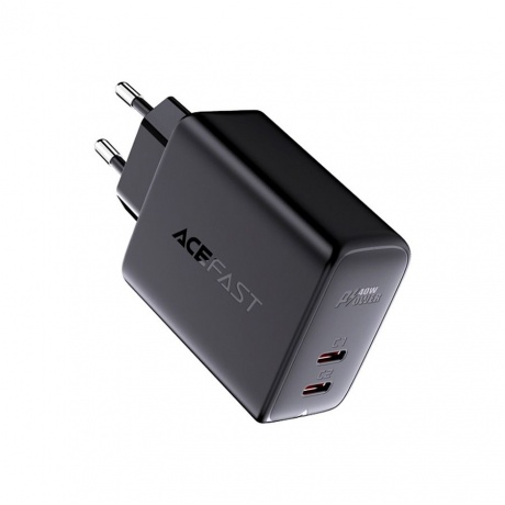 Зарядное устройство двухпортовое ACEFAST A9 PD40W USB-C+USB-C dual port charger EU. Цвет: черный - фото 2