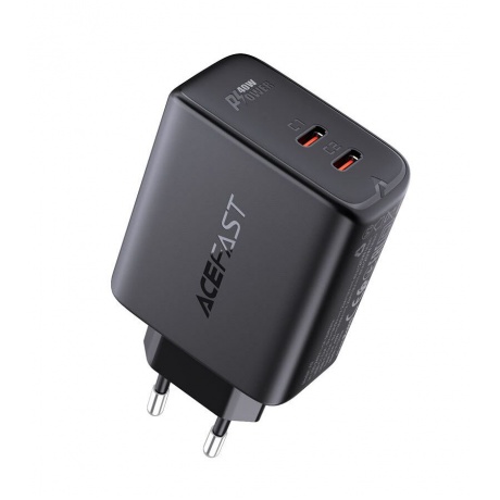 Зарядное устройство двухпортовое ACEFAST A9 PD40W USB-C+USB-C dual port charger EU. Цвет: черный - фото 3