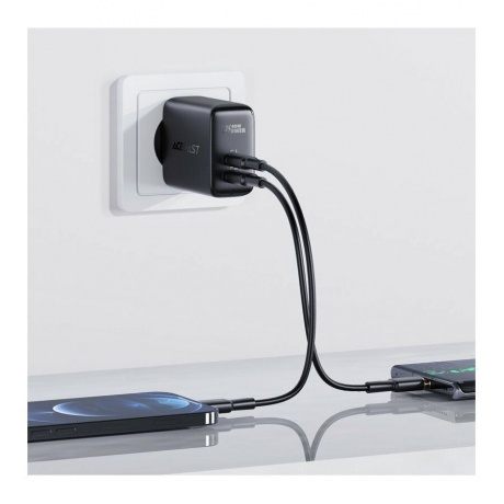 Зарядное устройство двухпортовое ACEFAST A9 PD40W USB-C+USB-C dual port charger EU. Цвет: черный - фото 4