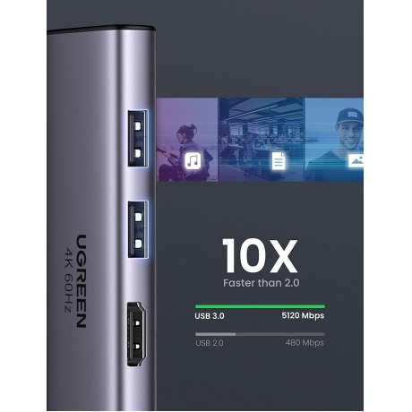 Док-станция Ugreen CM511 Space Gray (45521) - фото 4