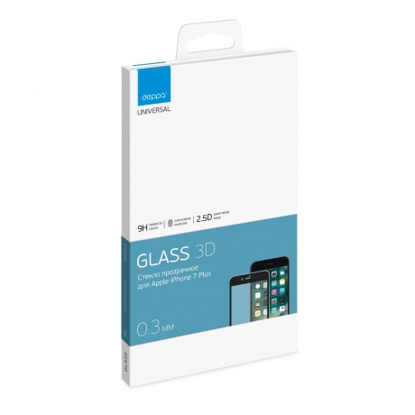 Закаленное стекло Deppa iPhone 7+ Full 0.3mm black - фото 1