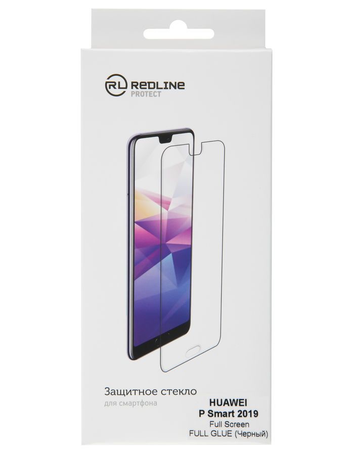 Защитное стекло Redline черный для Huawei P Smart 2019 3D (УТ000017134) силиконовый чехол лиса в очках на huawei p smart 2019 хуавей п смарт 2019