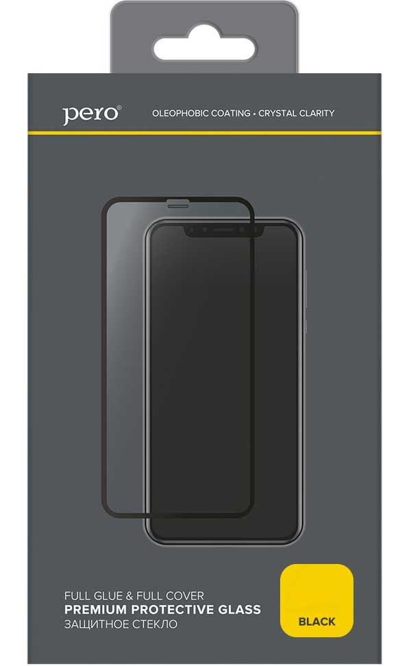 Защитное стекло PERO Full Glue для Samsung A21s, черное - фото 1