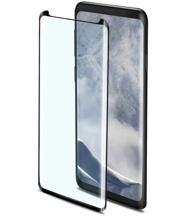 Стекло защитное Celly 3D Glass для Samsung Galaxy S9 plus глянцевое чёрное