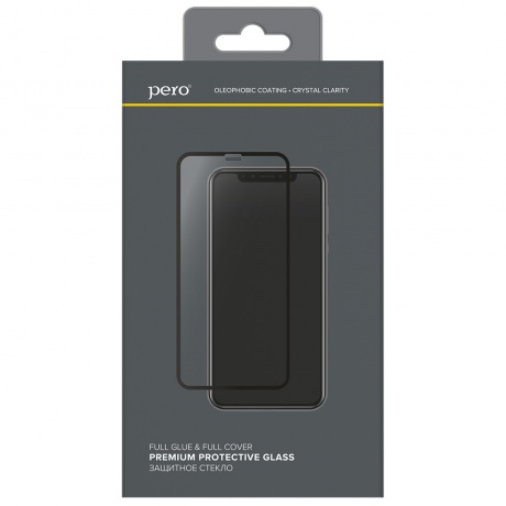 Защитное стекло PERO Full Glue для iPhone 12/12 Pro черное - фото 1