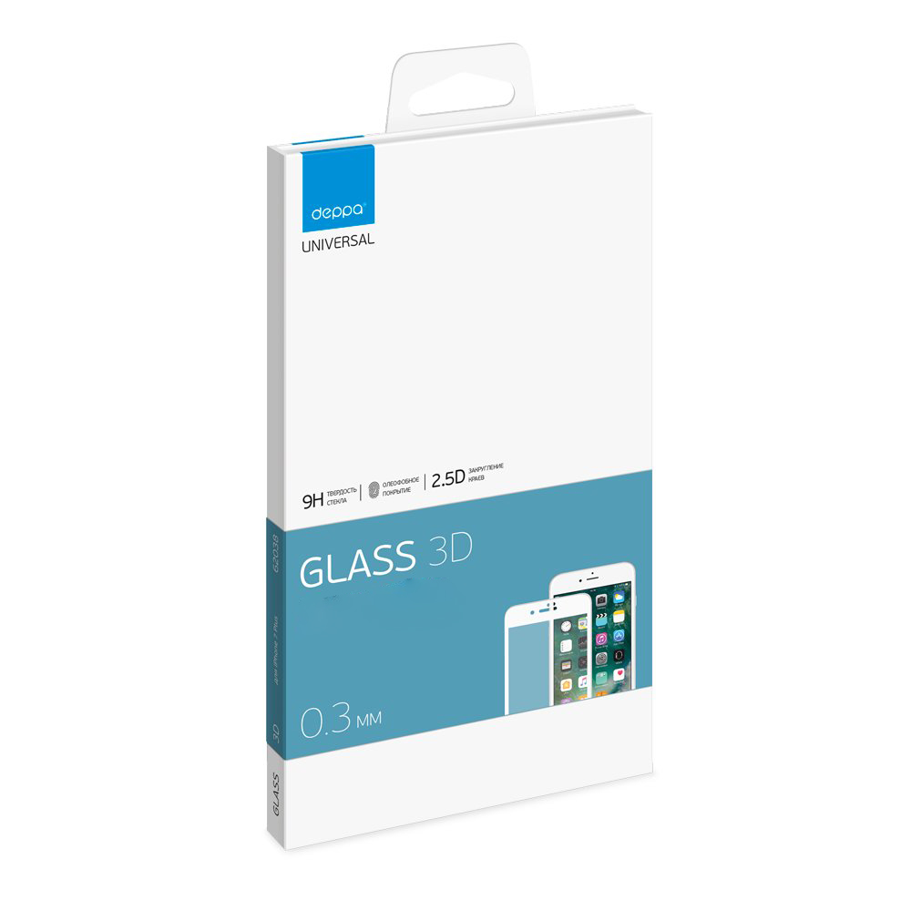 Защитное стекло Deppa 3D для Apple iPhone 6/6S Plus, 0.3 мм, белое защитное стекло caseguru 3d для apple iphone 6 plus 6s plus black