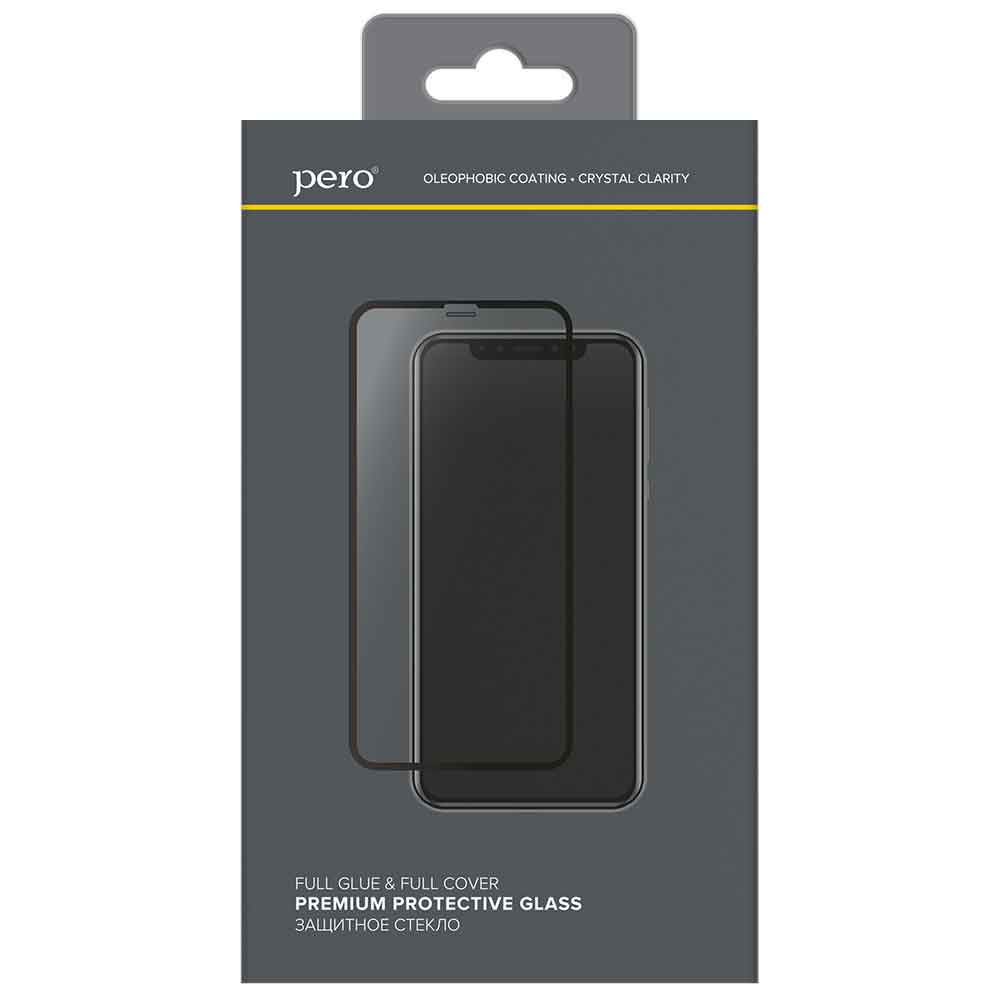 Стекло защитное PERO Full Glue для iPhone 14 Plus, черное комплект 2 стекла 1 в подарок full glue premium krutoff для iphone 6 plus 6s plus черное