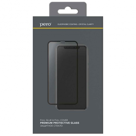 Стекло защитное PERO Full Glue для iPhone 14 Pro Max, черное - фото 1