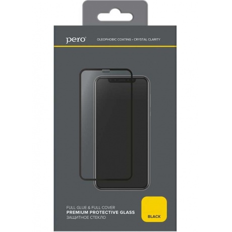 Стекло защитное PERO Full Glue для iPhone 15 Pro Max, черное - фото 1