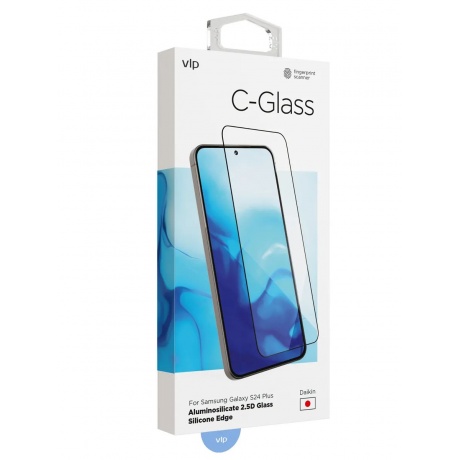 Стекло защитное 2.5D VLP C-Glass для Samsung Galaxy S24 Plus с черной рамкой - фото 2