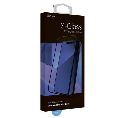 Стекло защитное 2.5D VLP Corning S-Glass для iPhone 15 Pro с черной рамкой - фото 2