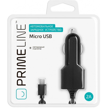Автомобильное зарядное устройство Prime Line microUSB 2.1A черный - фото 2