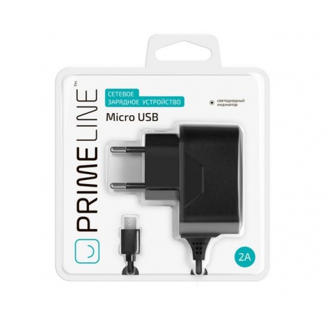 Сетевое зарядное устройство Prime Line micro USB 2.1A черный - фото 2