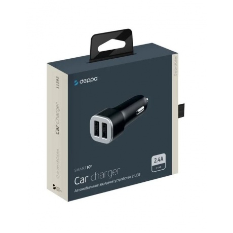 Автомобильное зарядное устройство Deppa 2.4A black б/кабеля - фото 2