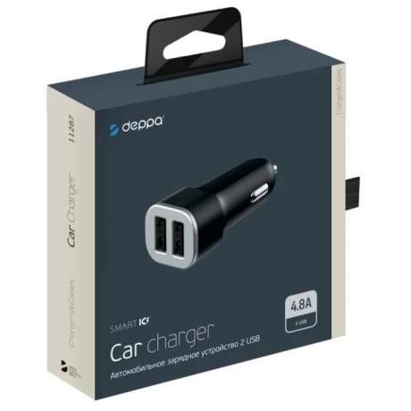 Автомобильное зарядное устройство Deppa 4.8A black б/кабеля - фото 2