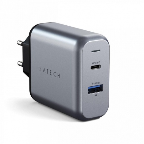 Сетевое зарядное устройство Satechi 30W Dual-Port Travel Charger серый - фото 1