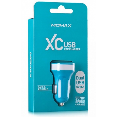 Автомобильное зарядное устройство Momax USB на 1A XC Dual USB Car Charger 1A Синий - фото 2