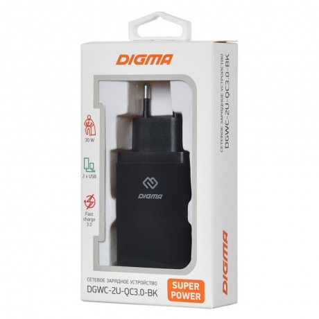 Сетевое зарядное устройство Digma DGWC-2U-QC3.0-BK 5.4A+2.4A черный - фото 5
