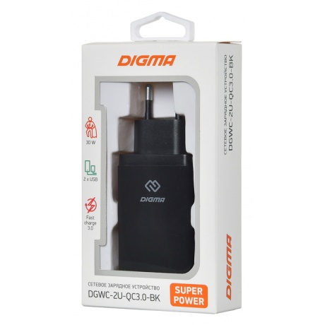 Сетевое зарядное устройство Digma DGWC-2U-QC3.0-BK 5.4A+2.4A черный - фото 6
