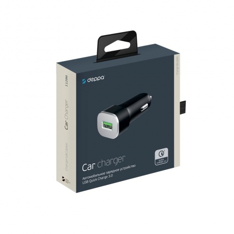 Автомобильное зарядное устройство Deppa USB QC 3.0 черный 11286 - фото 2