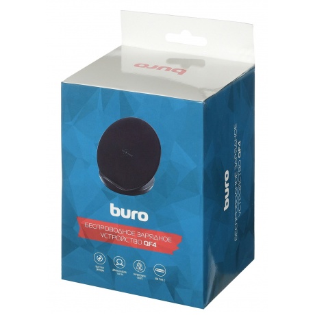 Беспроводное зарядное устройство Buro QF4 QC3.0 3A универсальное кабель USB Type C черный (QF4) - фото 9