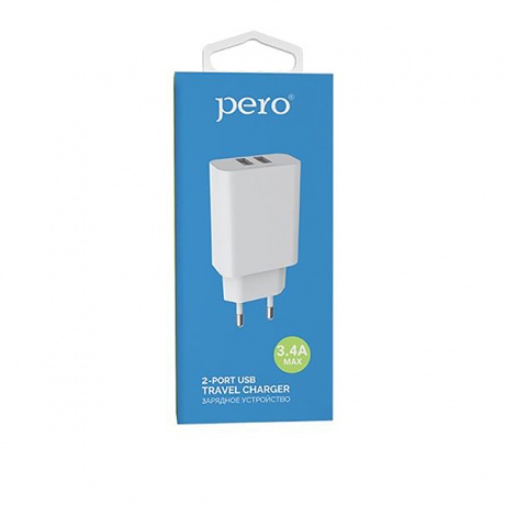Сетевое зарядное устройство PERO TC02 2USB 3.4A белый - фото 7