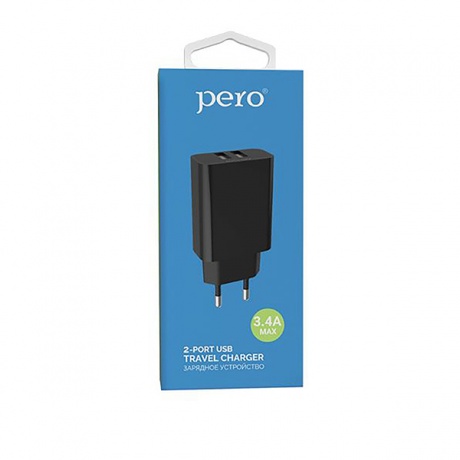 Сетевое зарядное устройство PERO TC02 2USB 3.4A черный - фото 6