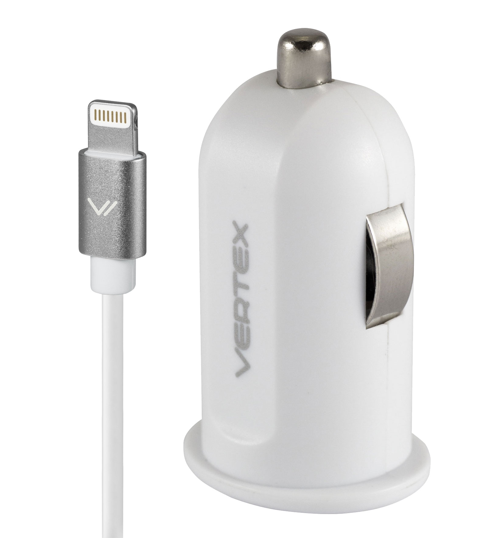

Автомобильное зарядное устройство Vertex 1A+8pin MFI white