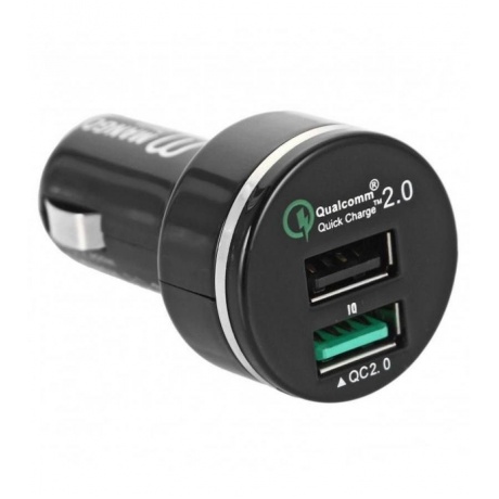 Автомобильное зарядное устройство Mango Device Quick Charge 2.0 (black, 2 USB car charger) - фото 1