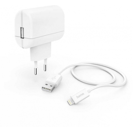 Сетевое зарядное устройство Hama H-183265 2.4A для Apple кабель Apple Lightning белый (00183265) - фото 1