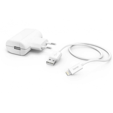 Сетевое зарядное устройство Hama H-183265 2.4A для Apple кабель Apple Lightning белый (00183265) - фото 2