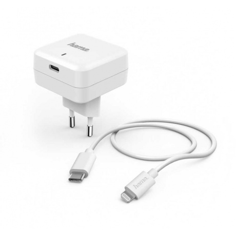 Сетевое зарядное устройство Hama H-183316 3A PD для Apple кабель Apple Lightning/Type-C белый (00183316) - фото 1