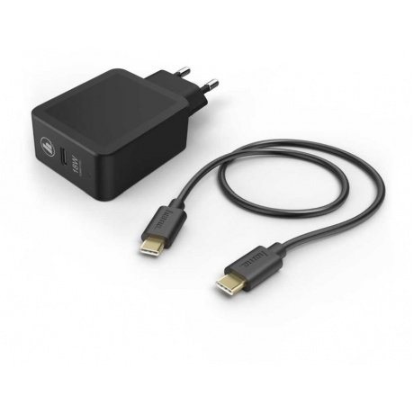 Сетевое зарядное устройство Hama H-183326 3A PD+QC кабель USB Type C черный (00183326) - фото 2